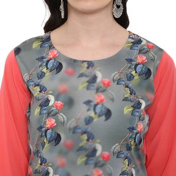 Grey Color Digital Print Straight crepe Kurta 5