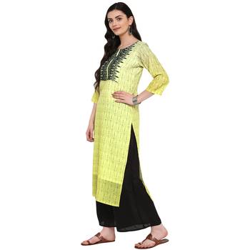 Yellow Color Digital Print Straight Chanderi Kurta 4