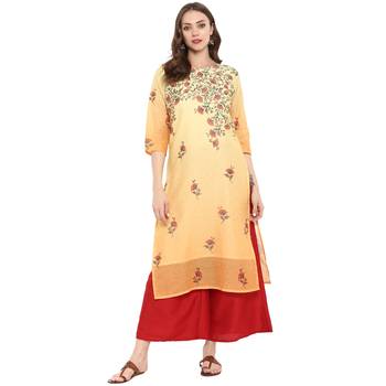 Orange Color Digital Print Straight Chanderi Kurta 2