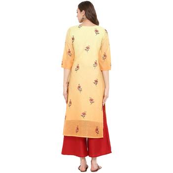 Orange Color Digital Print Straight Chanderi Kurta 3