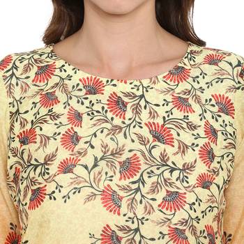 Orange Color Digital Print Straight Chanderi Kurta 5