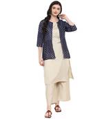 Beige Color Digital Print Straight polySilk Kurta