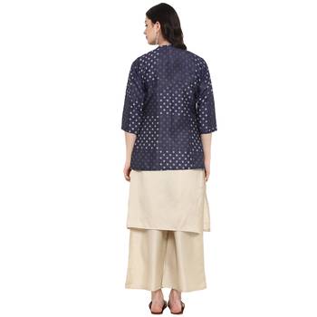 Beige Color Digital Print Straight polySilk Kurta 3
