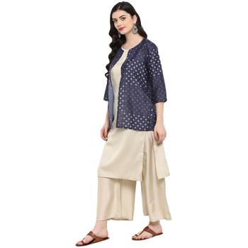 Beige Color Digital Print Straight polySilk Kurta 4
