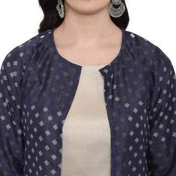 Beige Color Digital Print Straight polySilk Kurta 5