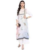 Cream Color Digital Print straight Rayon Kurta Palazzo Set