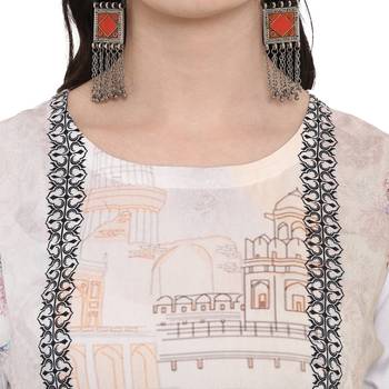 Cream Color Digital Print straight Rayon Kurta Palazzo Set 5