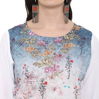 White Color Digital Print straight Rayon Kurta Palazzo Set 5