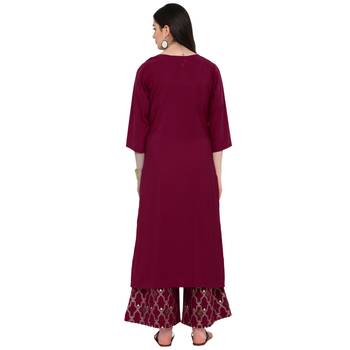 Pink Color Foil Print Straight crepe Kurta Palazzo set 3