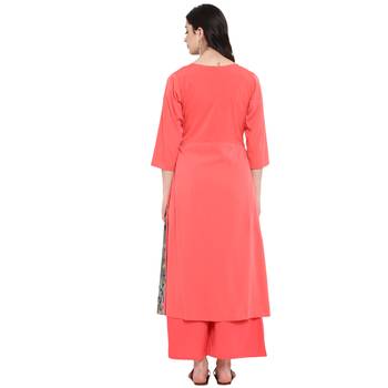 Peach Color Digital Print Flared crepe Kurta Palazzo set 3
