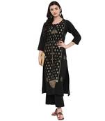 Black Color Foil Print Straight crepe Kurta Palazzo set