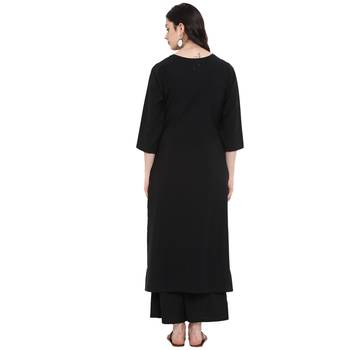 Black Color Foil Print Straight crepe Kurta Palazzo set 3