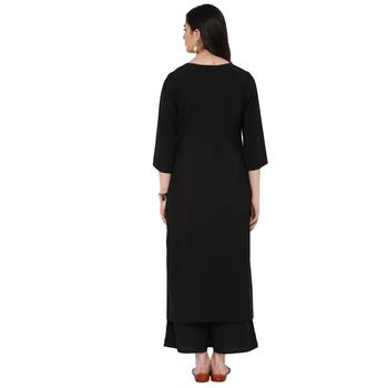 Black Color Foil Print Straight crepe Kurta Palazzo set 3