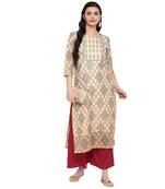 Multi Color Digital Print Straight Chanderi Kurta Palazzo set