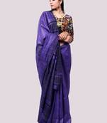 Purple Ghicha Silk Saree with blouse