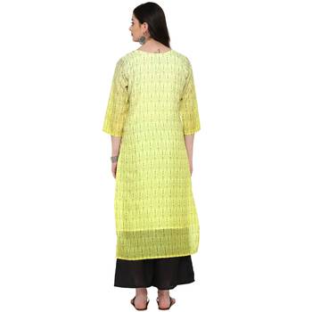 Yellow Color Digital Print Straight Chanderi Kurta Palazzo set 3