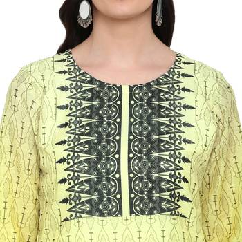 Yellow Color Digital Print Straight Chanderi Kurta Palazzo set 5