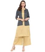 Light Gold Color Digital Print Straight polySilk Kurta Palazzo set
