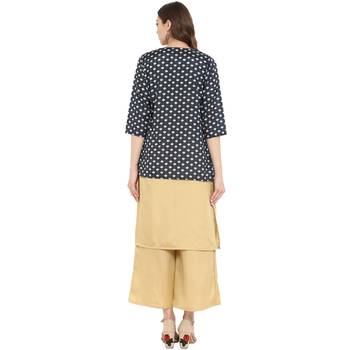 Light Gold Color Digital Print Straight polySilk Kurta Palazzo set 3