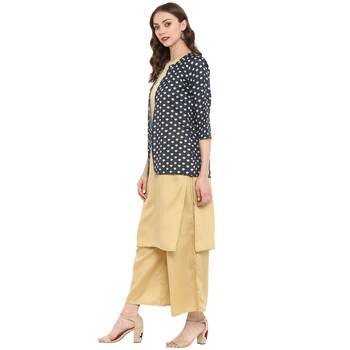 Light Gold Color Digital Print Straight polySilk Kurta Palazzo set 4