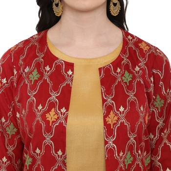 Gold Color Digital Print Straight polySilk Kurta Palazzo set 5