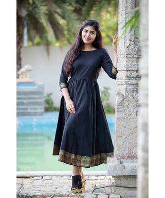 Black Cotton Fit and Flare Dress 2