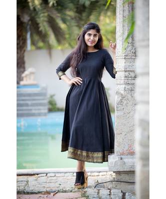 Black Cotton Fit and Flare Dress 3