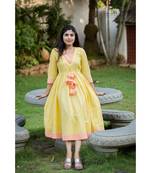 Yellow Cotton Fit and Flare Dress