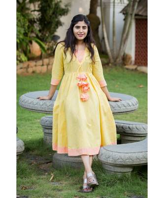 Yellow Cotton Fit and Flare Dress 2