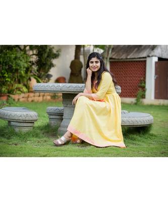 Yellow Cotton Fit and Flare Dress 4
