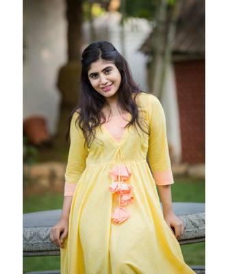 Yellow Cotton Fit and Flare Dress 5