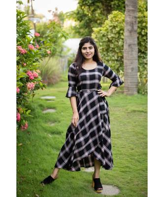 Black Rayon Fit and Flare Dress 1