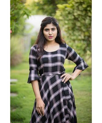 Black Rayon Fit and Flare Dress 3