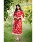 Red Cotton Fit and Flare Dress