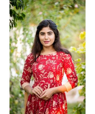 Red Cotton Fit and Flare Dress 3