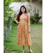 Yellow Cotton Fit and Flare Dress