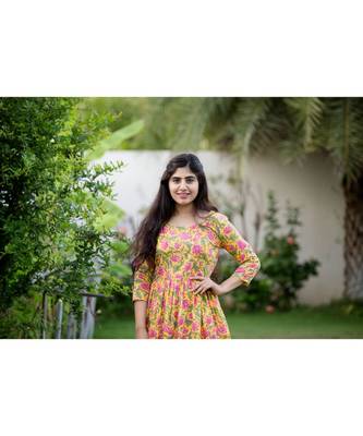 Yellow Cotton Fit and Flare Dress 3