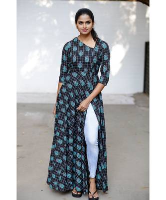 Black Cotton Fit and Flare Dress 1