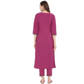 Pink Color Dyed Straight crepe Kurta Pant Set 3