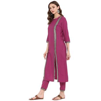 Pink Color Dyed Straight crepe Kurta Pant Set 4