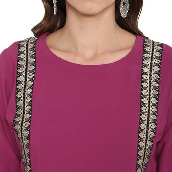 Pink Color Dyed Straight crepe Kurta Pant Set 5