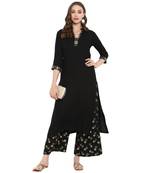 Black Color Foil Print straight Rayon kurta