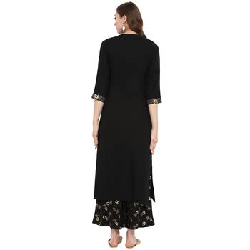 Black Color Foil Print straight Rayon kurta 3