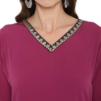 Pink Color Dyed Straight crepe Kurta 5