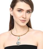 Zerokaata Pearl Drop Brass Choker Fashion Necklace