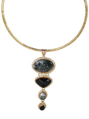 Zerokaata Seraphinite Black Clasping Choker Fashion Necklace 2