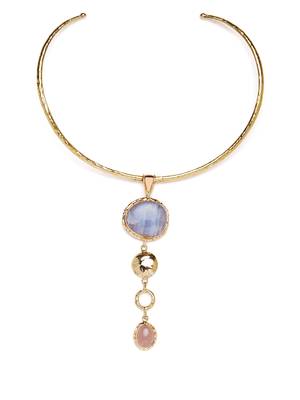 Zerokaata Gorgeous Glimpse Blue Lace Agate And Rose Quartz Fashion Trendy Choker Fashion Necklace 3