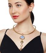 Zerokaata Gorgeous Glimpse Blue Lace Agate And Rose Quartz Fashion Trendy Choker Fashion Necklace