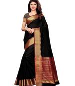 Black Woven Cotton Silk Saree With Blouse