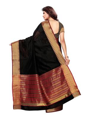 Black Woven Cotton Silk Saree With Blouse 4